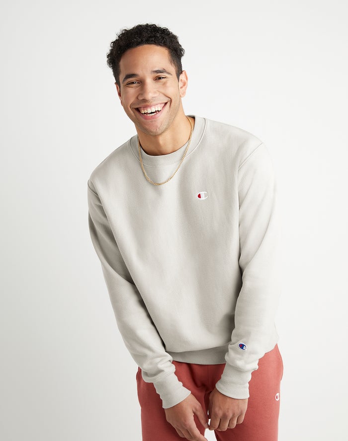 Champion Reverse Weave Crew Erkek Sweatshirt Gri ( FPDOYM836 )